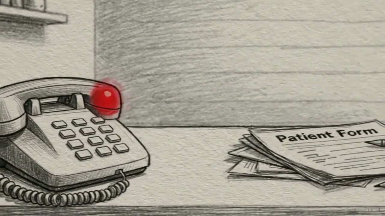 Cinematic video poster about missed calls and AI receptionists